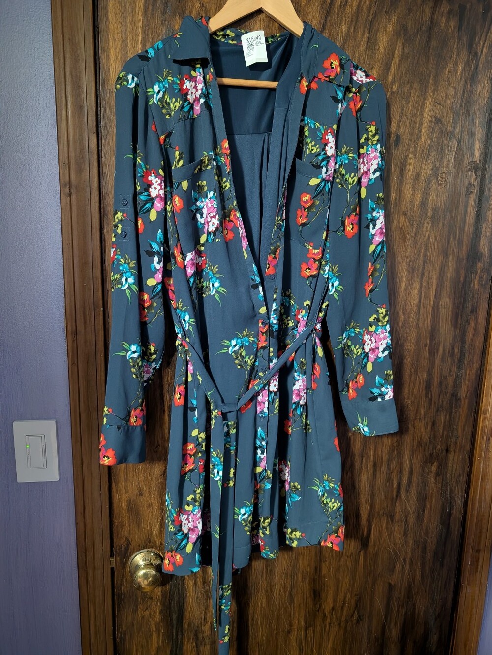 Express Navy Dress with Multicolor Floral Accents